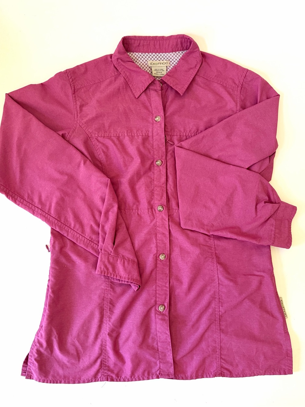 EXOFFICIO Women's Sml Pink Button Front SUN FISHING Bug Repel Shirt Zip Pockets